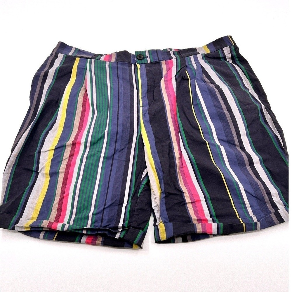 Scotch & Soda Shorts Mens 36 Multicolor Striped Twilt Pleated Summer Preppy